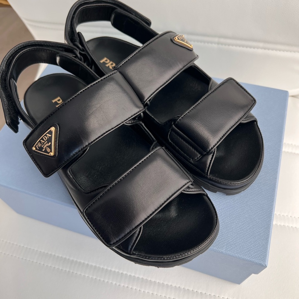 Prada Women's Black Leather Sandals